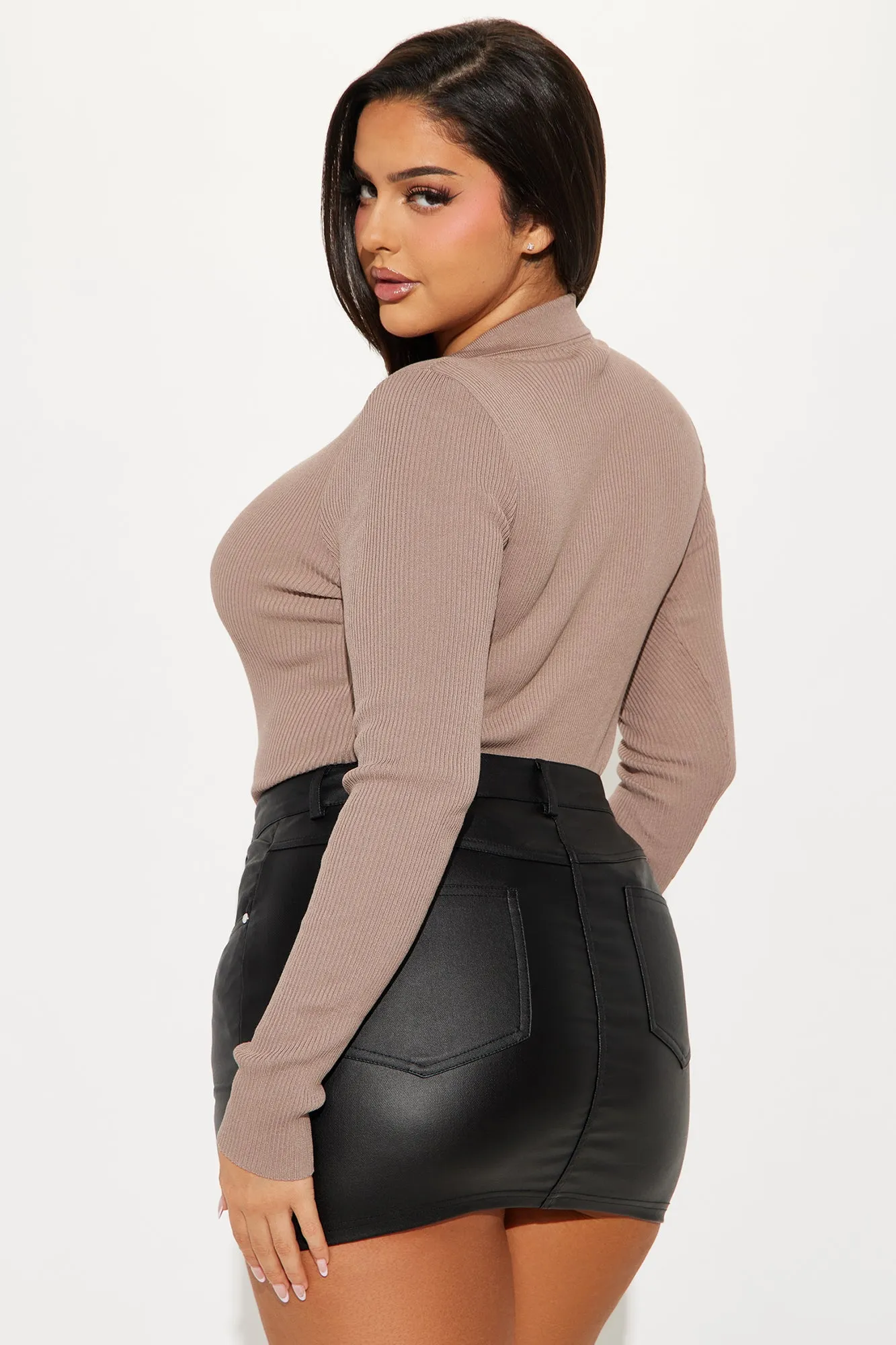 Amilia Sweater Bodysuit - Taupe