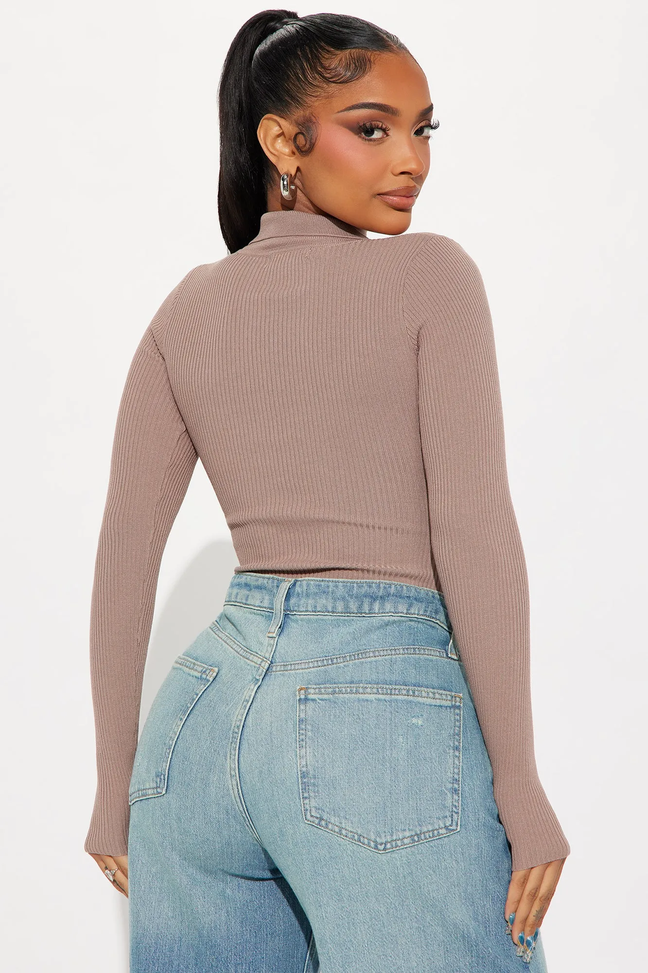 Amilia Sweater Bodysuit - Taupe
