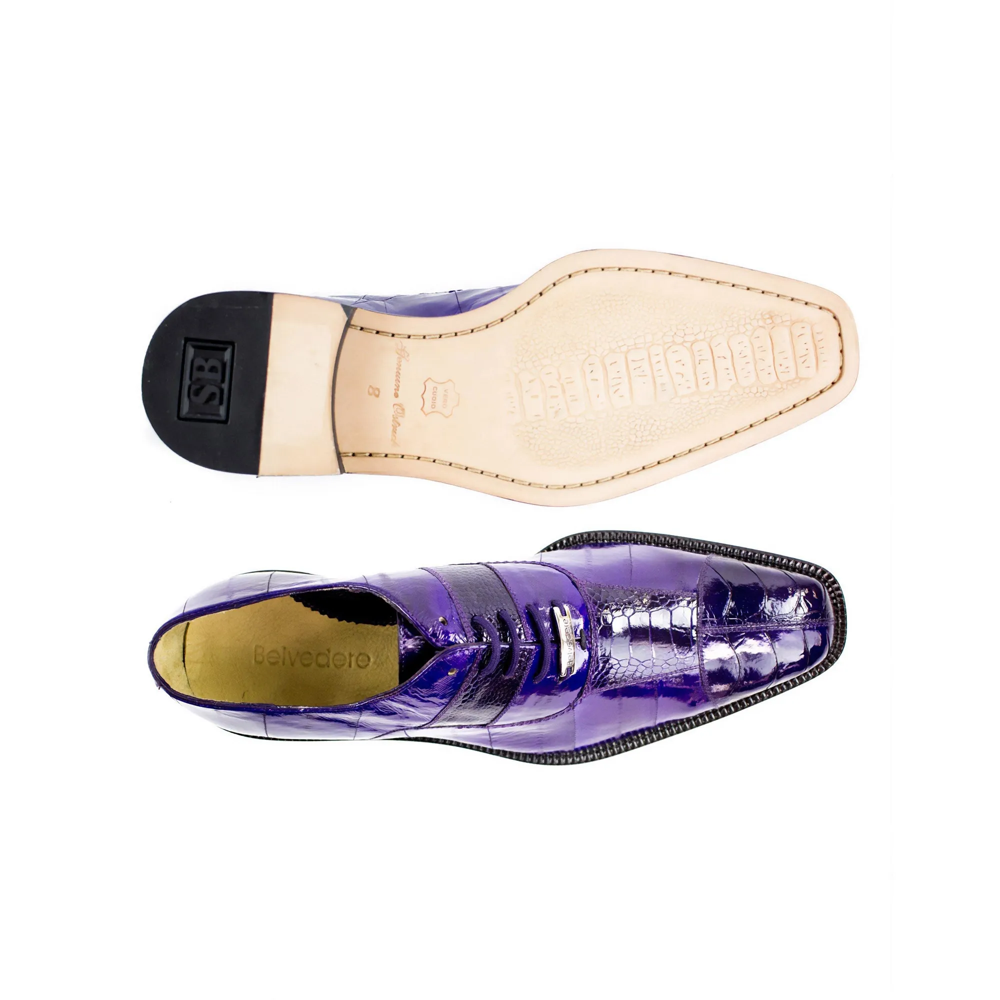 Belvedere Mare in Purple Genuine Ostrich & Eel Oxfords