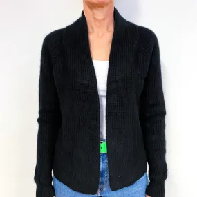Black Chunky Cashmere Edge to Edge Cardigan Medium