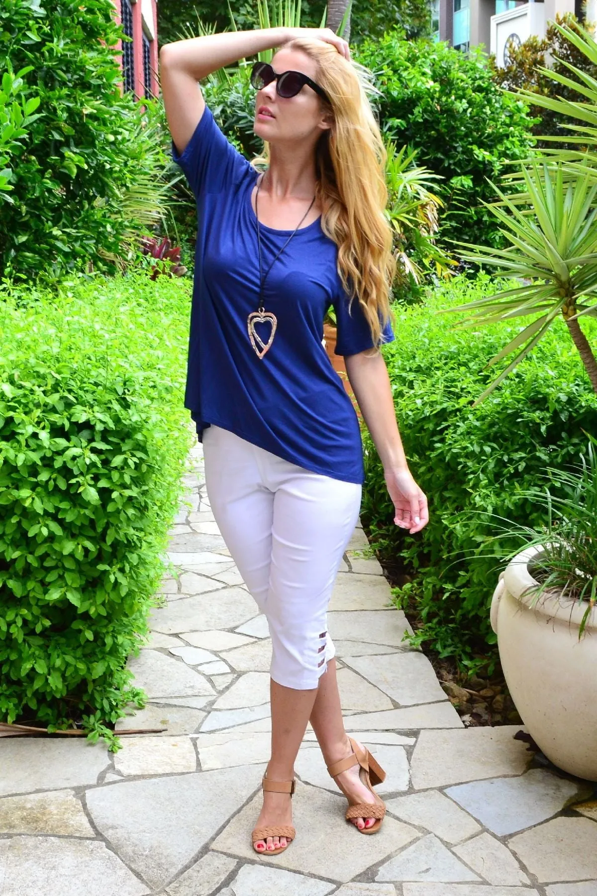 Blue Bamboo Basic Hi Low Hem Top