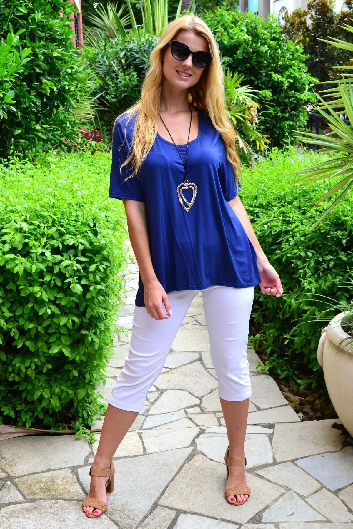 Blue Bamboo Basic Hi Low Hem Top