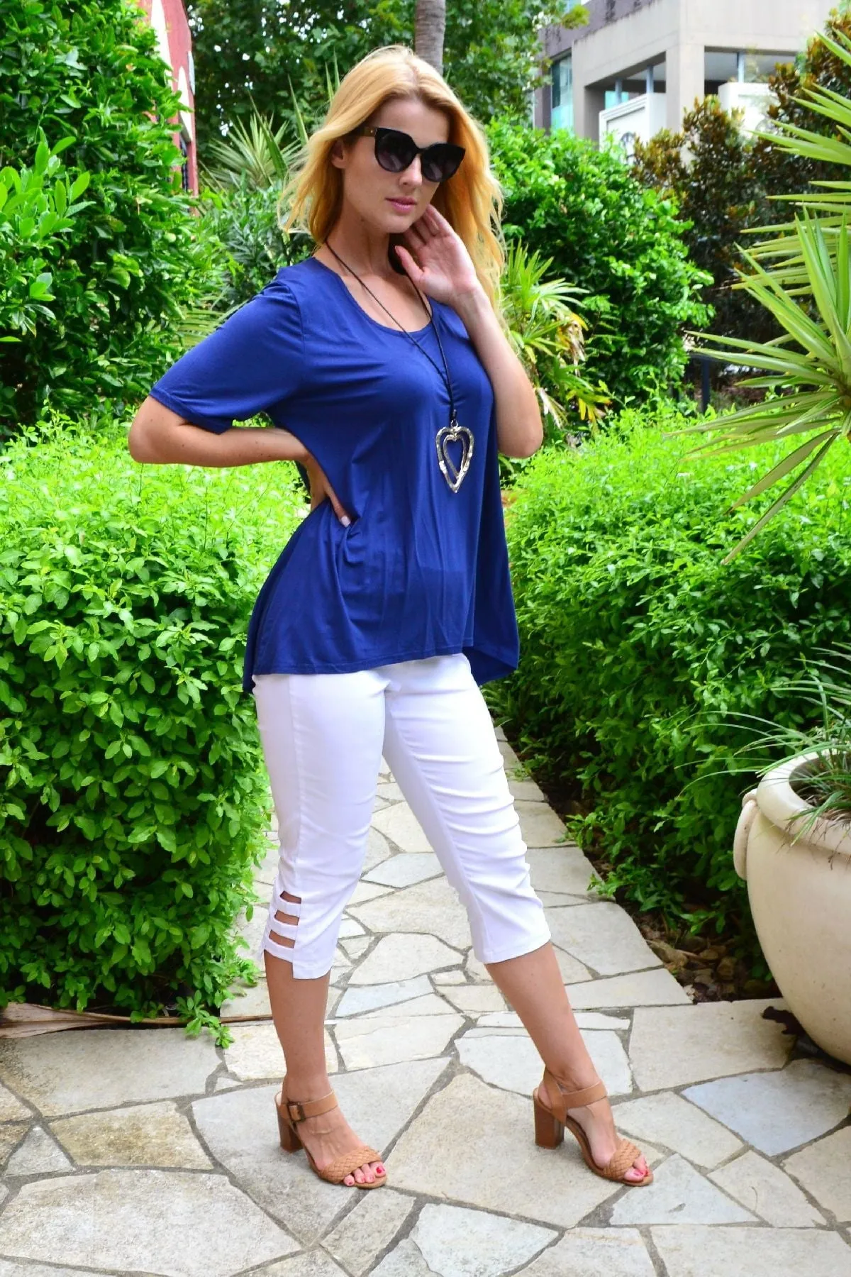 Blue Bamboo Basic Hi Low Hem Top