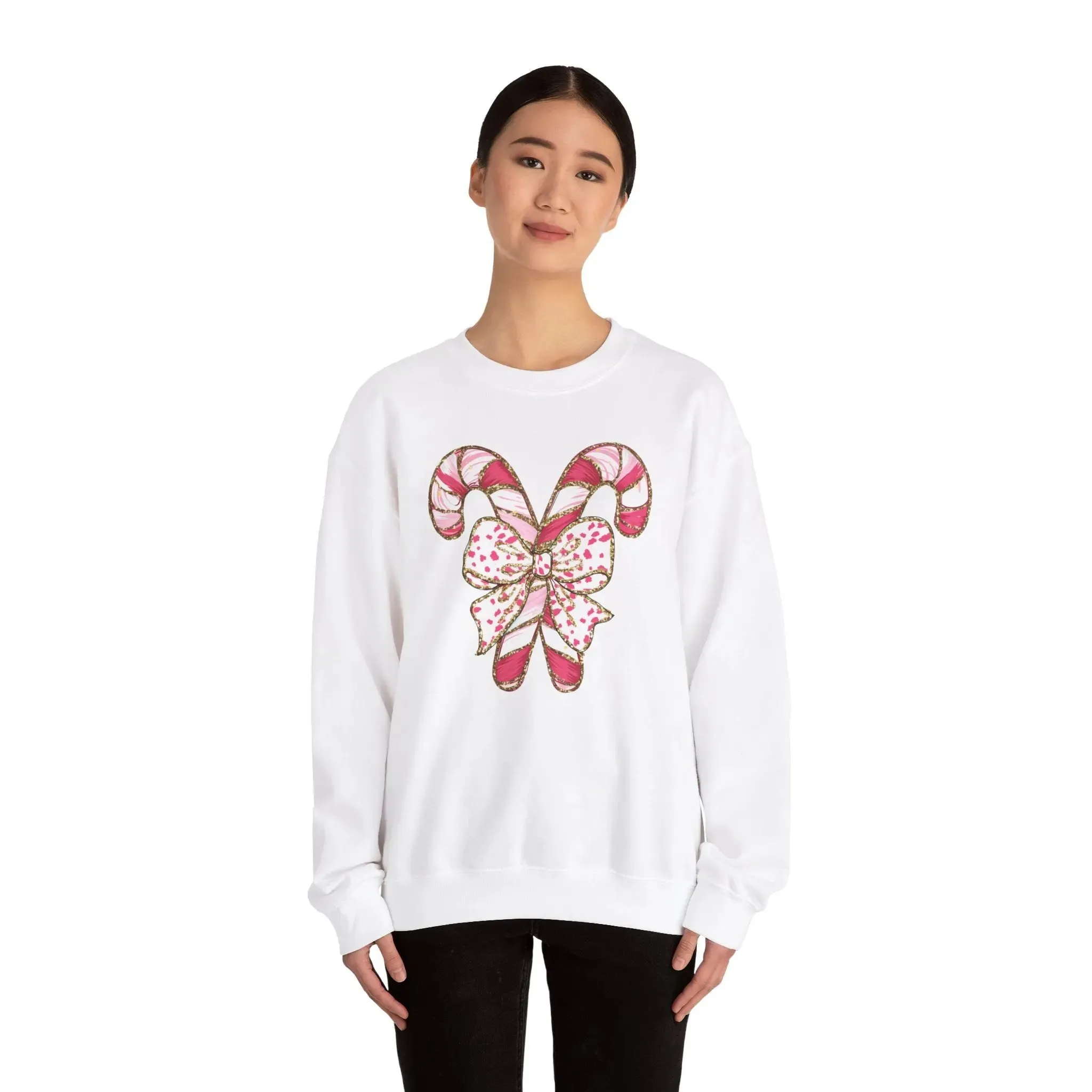 Candy Cane Womenswear Christmas Crewneck Cotton Sweatshirt
