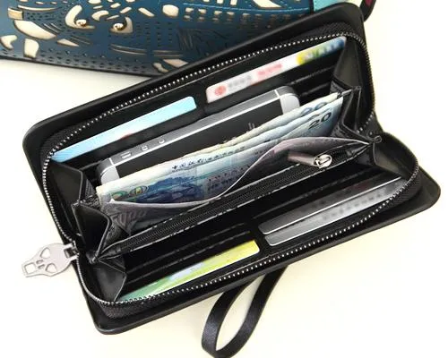 Exotic Skull Design Women Zipper Wallet - Black