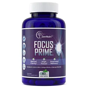 Focus, Memory, Clarity & Mood Support Brain Booster Supplement - Concentration Enhancer - Natural Vegetarian Nootropic Formula - Ginkgo Biloba, Bacopa Monnieri, St. John Wort & More - 60 Count