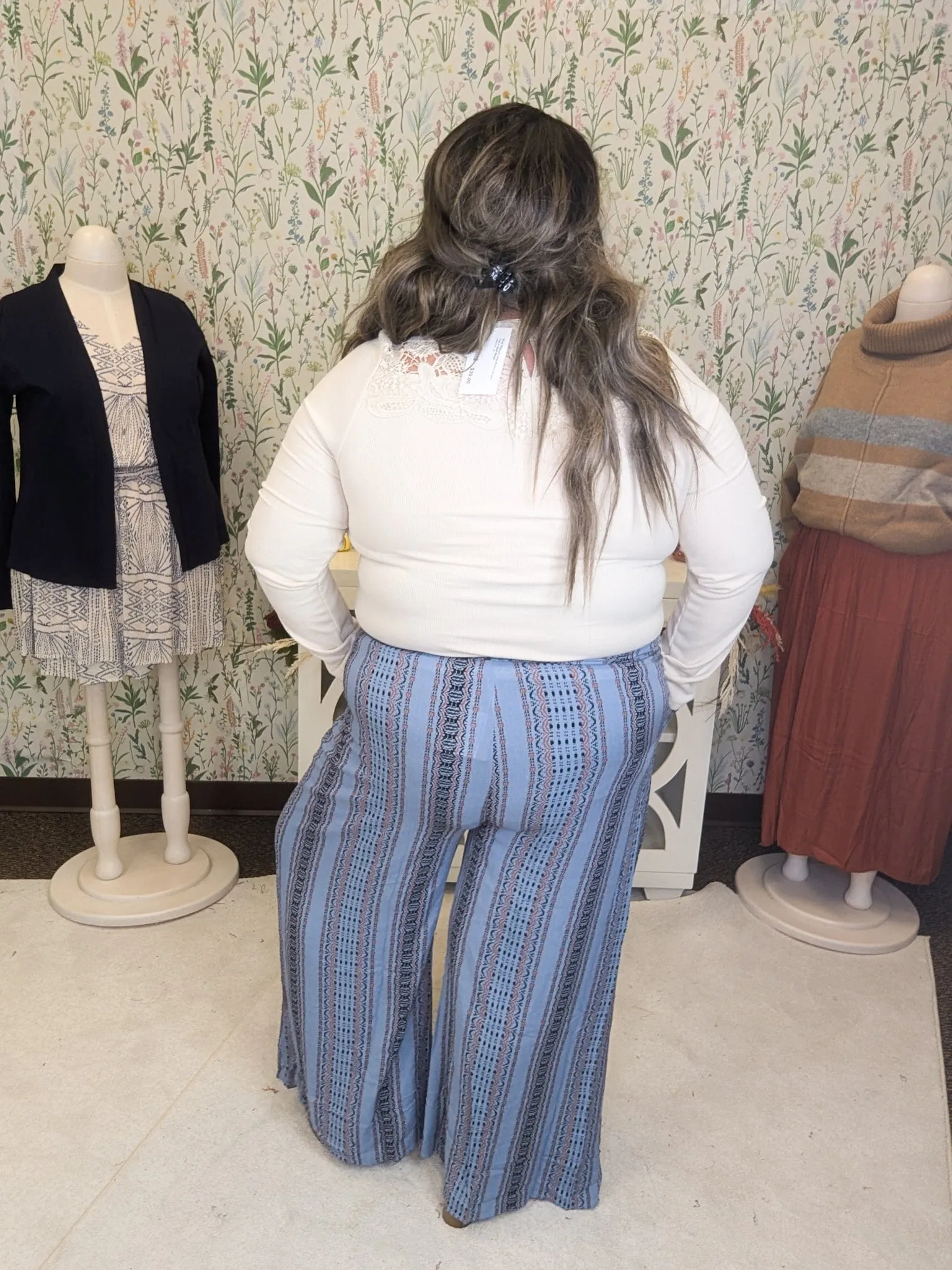 Hudson Wide Leg Pants in Denim Blue, Black   Rust