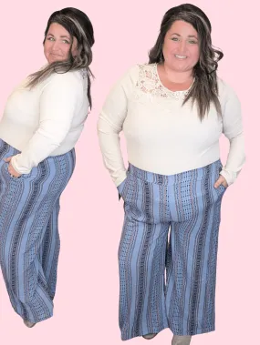 Hudson Wide Leg Pants in Denim Blue, Black   Rust