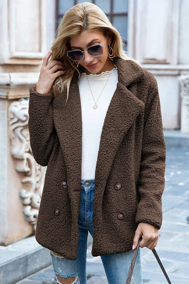 Lapel Collar Teddy Sherpa Coat