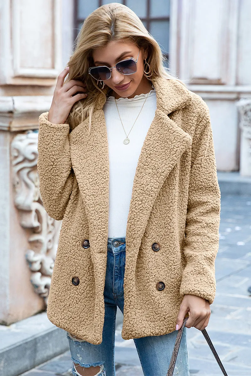Lapel Collar Teddy Sherpa Coat