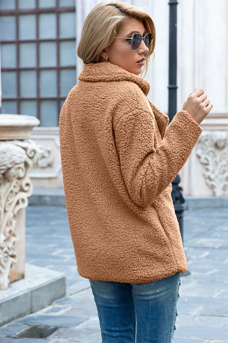 Lapel Collar Teddy Sherpa Coat
