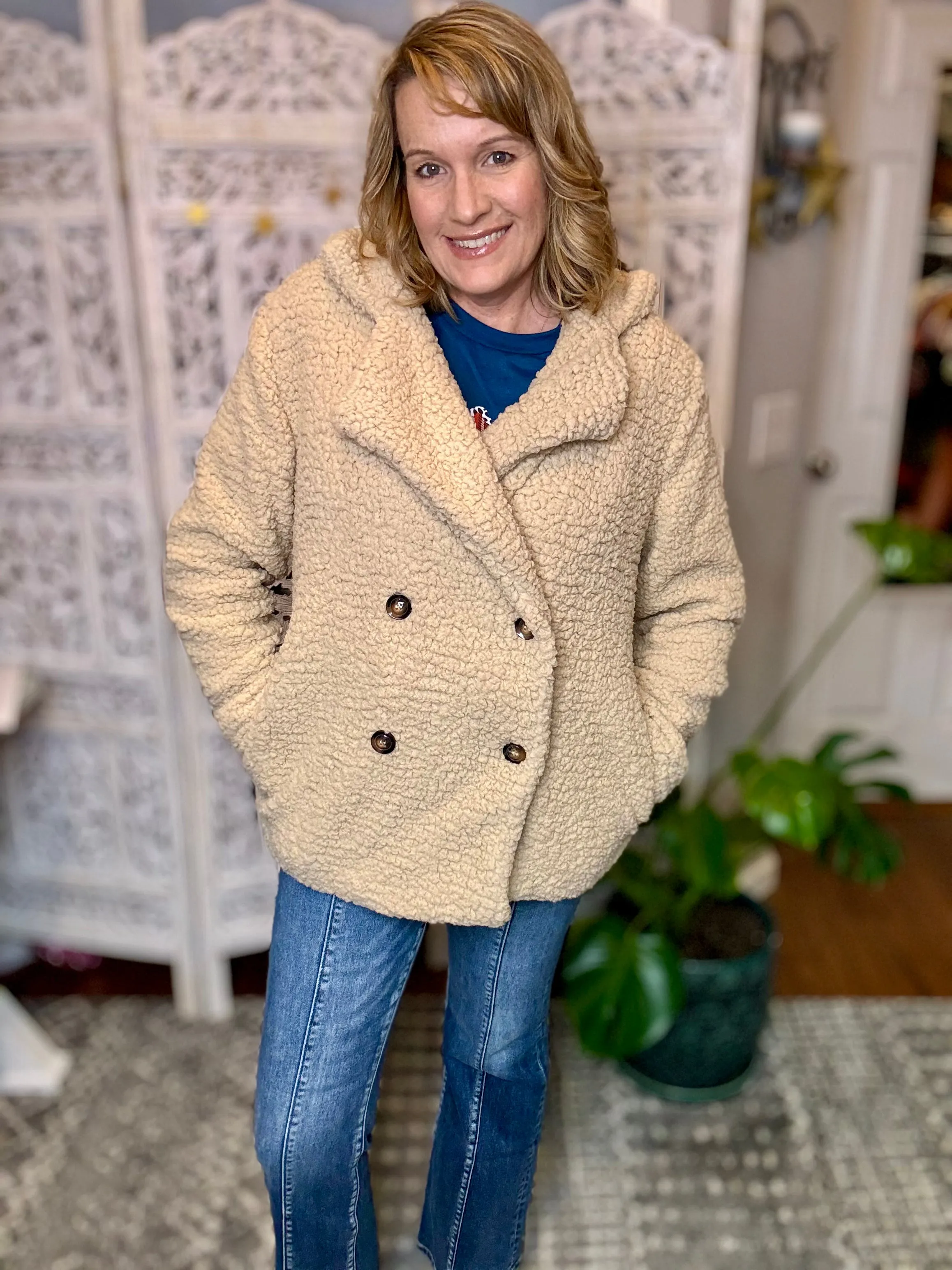 Lapel Collar Teddy Sherpa Coat