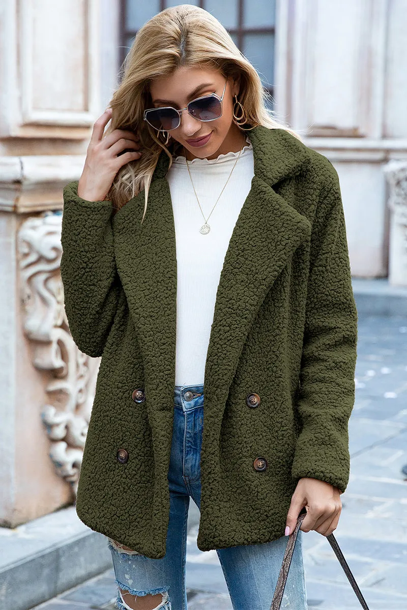 Lapel Collar Teddy Sherpa Coat