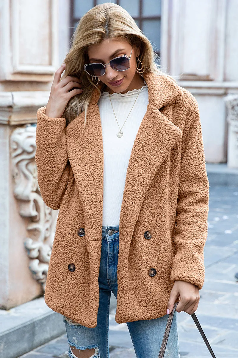 Lapel Collar Teddy Sherpa Coat