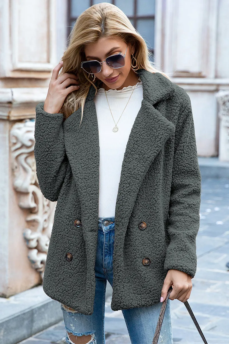 Lapel Collar Teddy Sherpa Coat