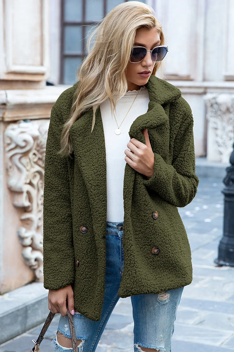 Lapel Collar Teddy Sherpa Coat