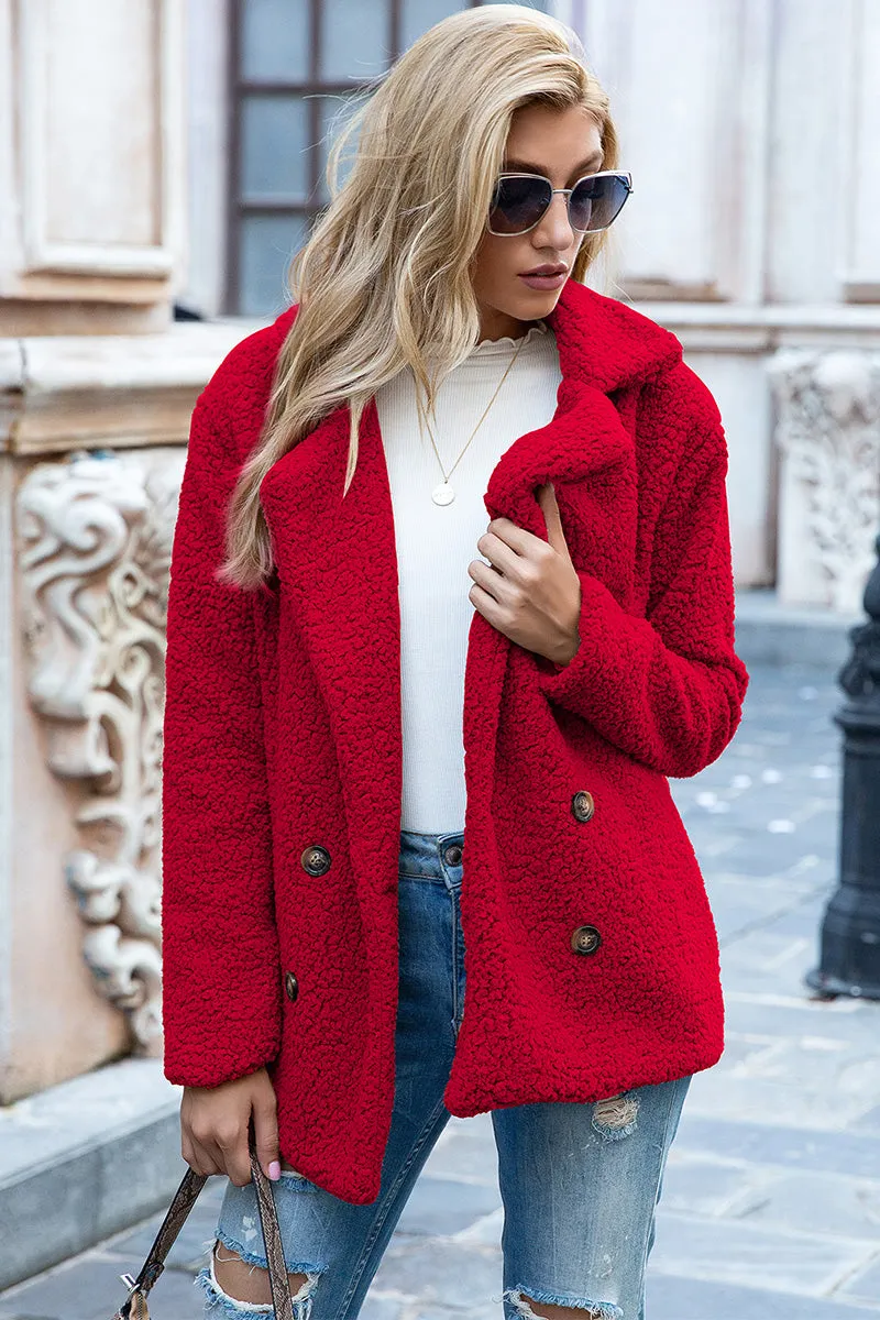 Lapel Collar Teddy Sherpa Coat