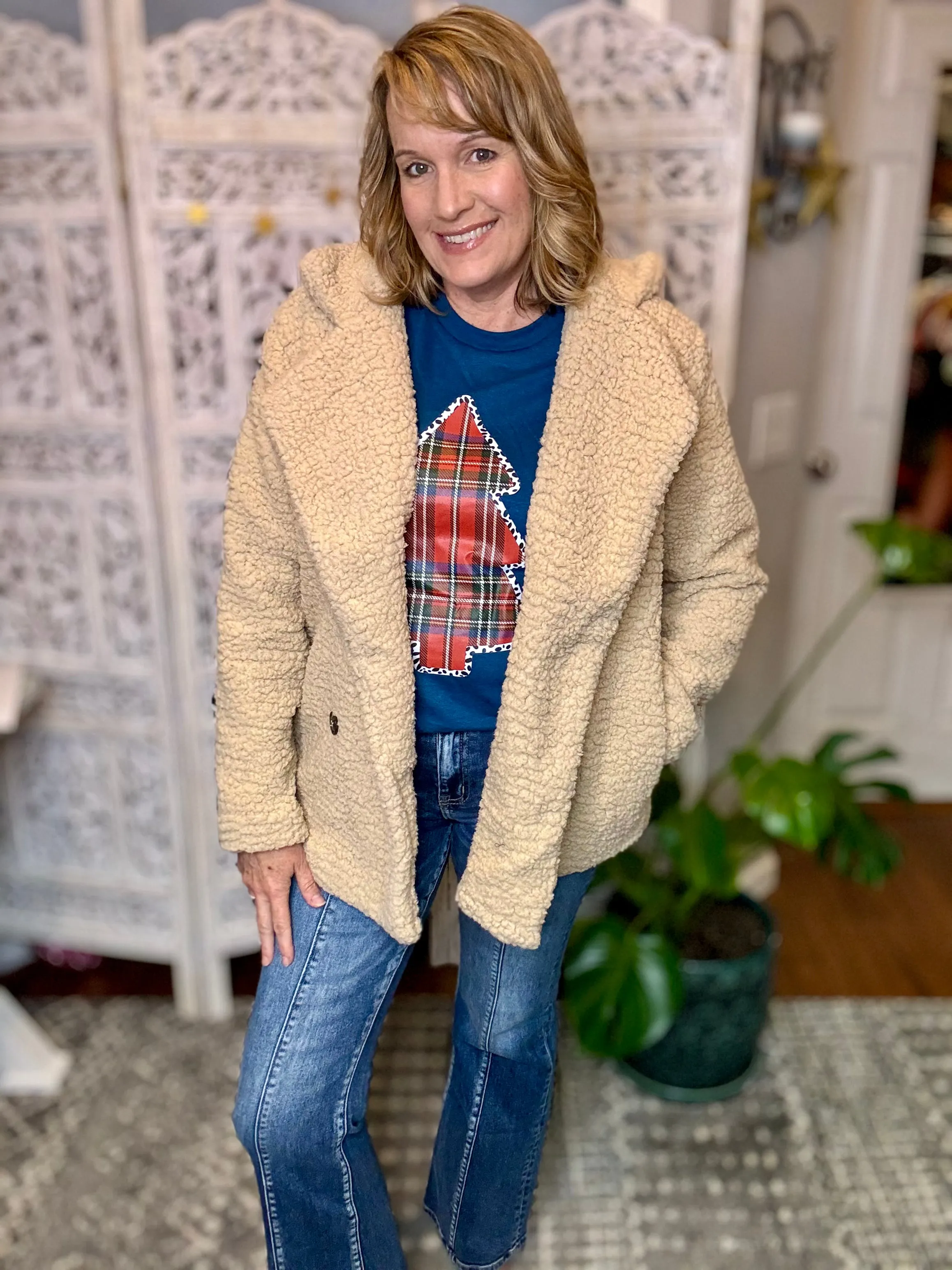 Lapel Collar Teddy Sherpa Coat