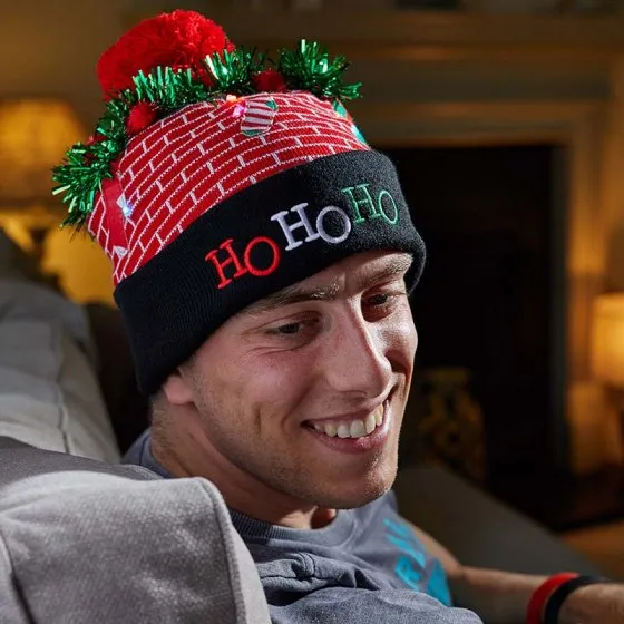 Luxury Light Up Beanie - Ho Ho Ho Christmas Beanie Hat