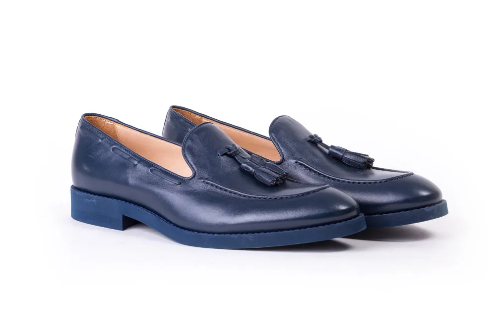 Men's Dark Blue Tassel Loafer with Blue Sole (EX-159)