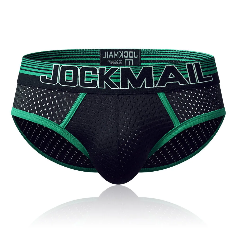 Men's Mesh Breathable Underwear - Patchwork Contrast Color U Convex Briefs