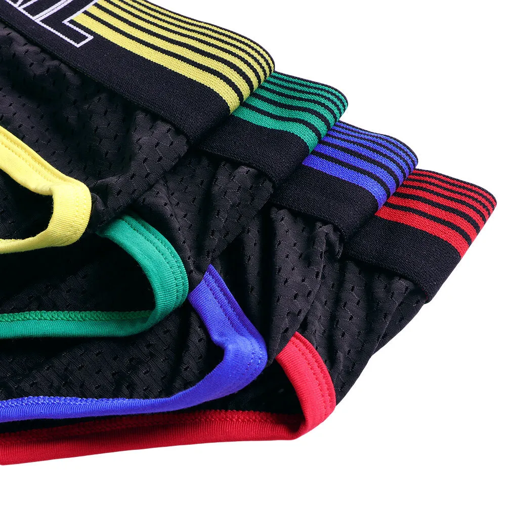 Men's Mesh Breathable Underwear - Patchwork Contrast Color U Convex Briefs