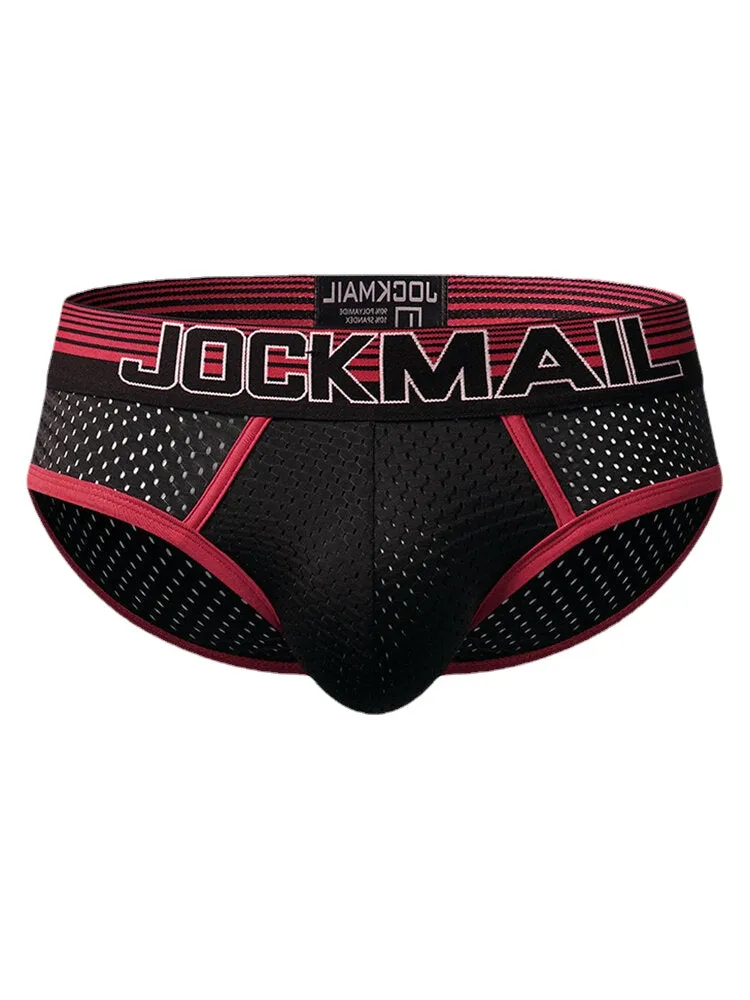 Men's Mesh Breathable Underwear - Patchwork Contrast Color U Convex Briefs