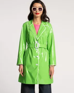 Morton Rain Coat Vegan Leather Green Oyster