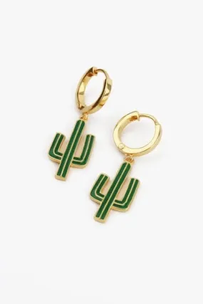 My Doris Enamel Cactus Huggie Hoop Earrings