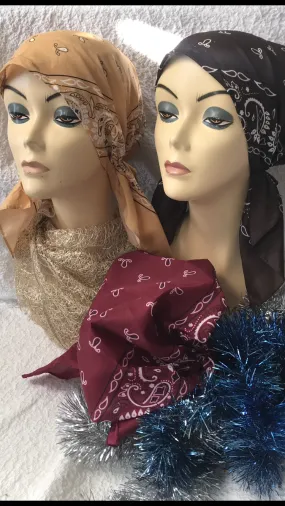 New Year Holiday Gift Set Bundle Of 3 Pre Tied Bandanas For Men or Women With and Without Hair