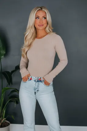 Oliver Ribbed Bodysuit - Taupe