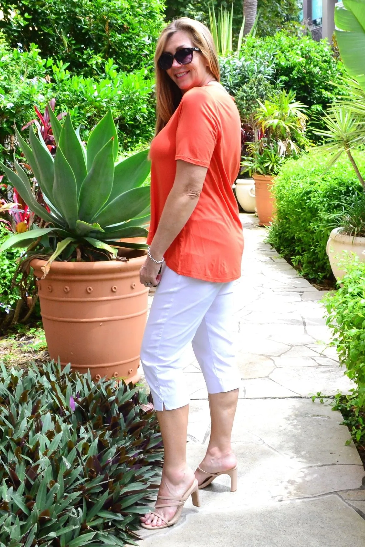 Orange Bamboo Basic Hi Low Hem Top