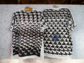 Surreal MC Escher Overprint T-Shirt: Birds-to-Planes-to-Ducks Transformation on Ultra-Comfortable 100% Cotton