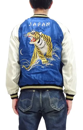Tailor Toyo Sukajan Jacket Men's Japanese Souvenir Jacket Japan Roaring Tiger x Black Dragon Embroidery TT15542 TT15542-125 Blue x Pink