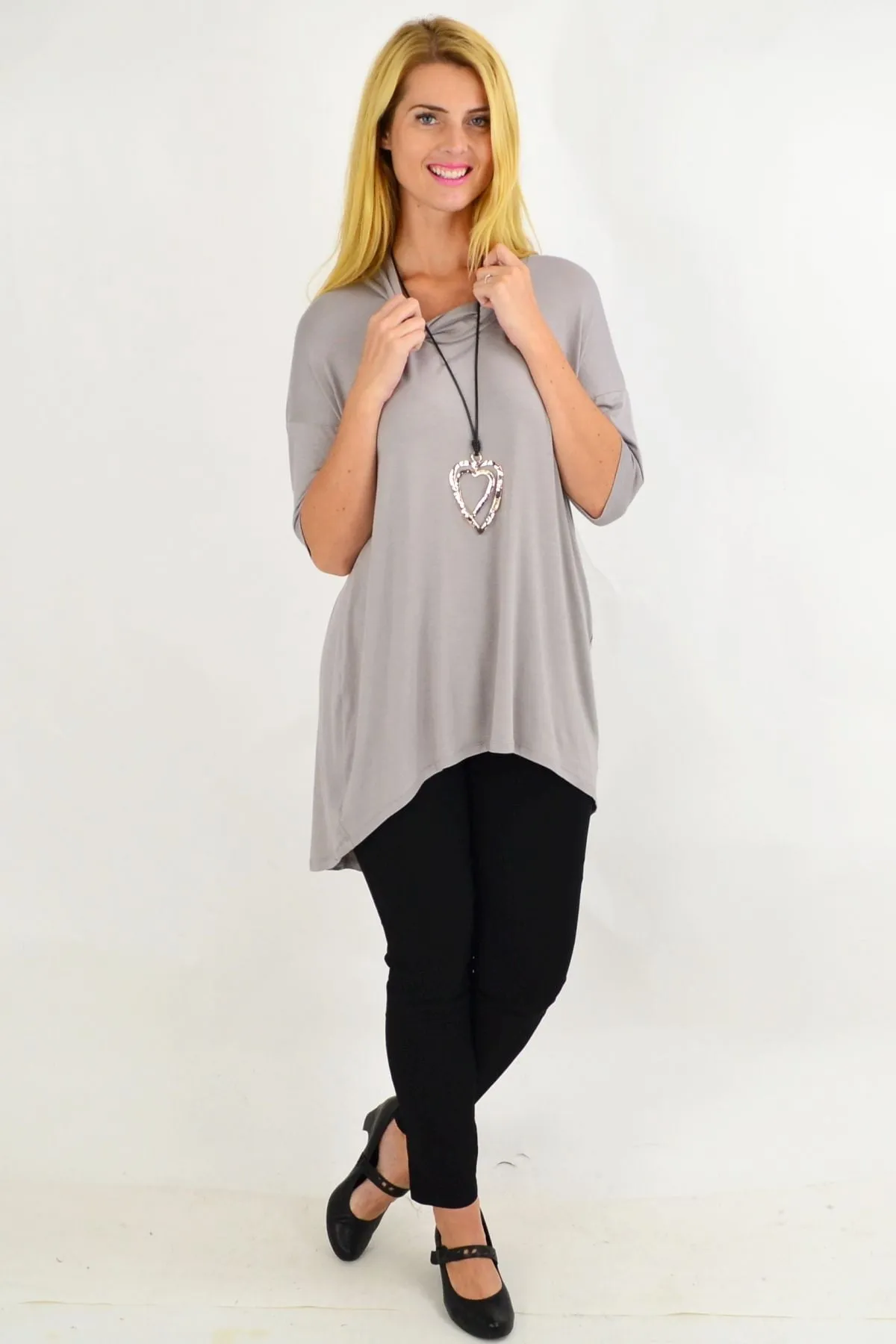 Taupe Bamboo Hi Low Tunic Top
