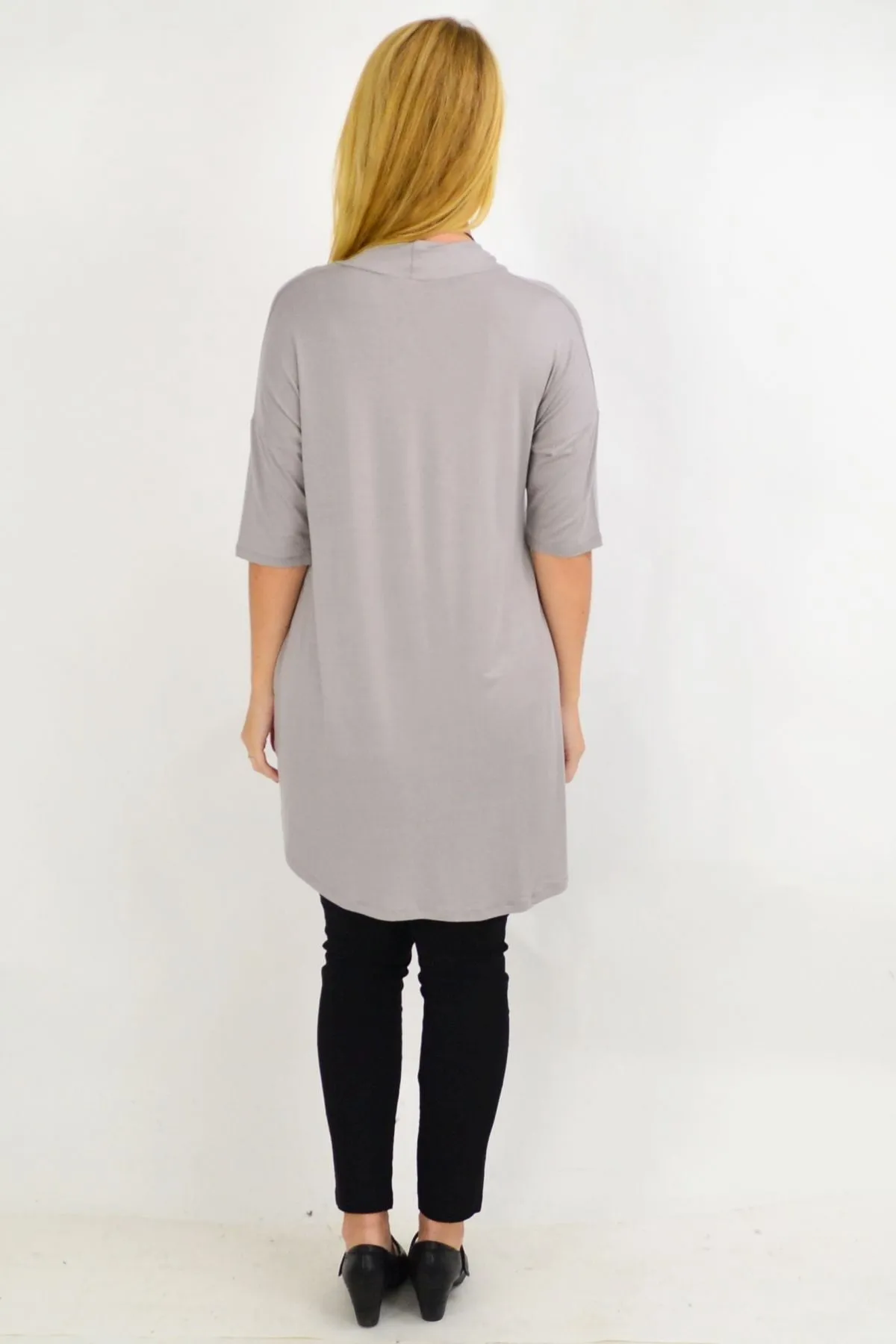 Taupe Bamboo Hi Low Tunic Top