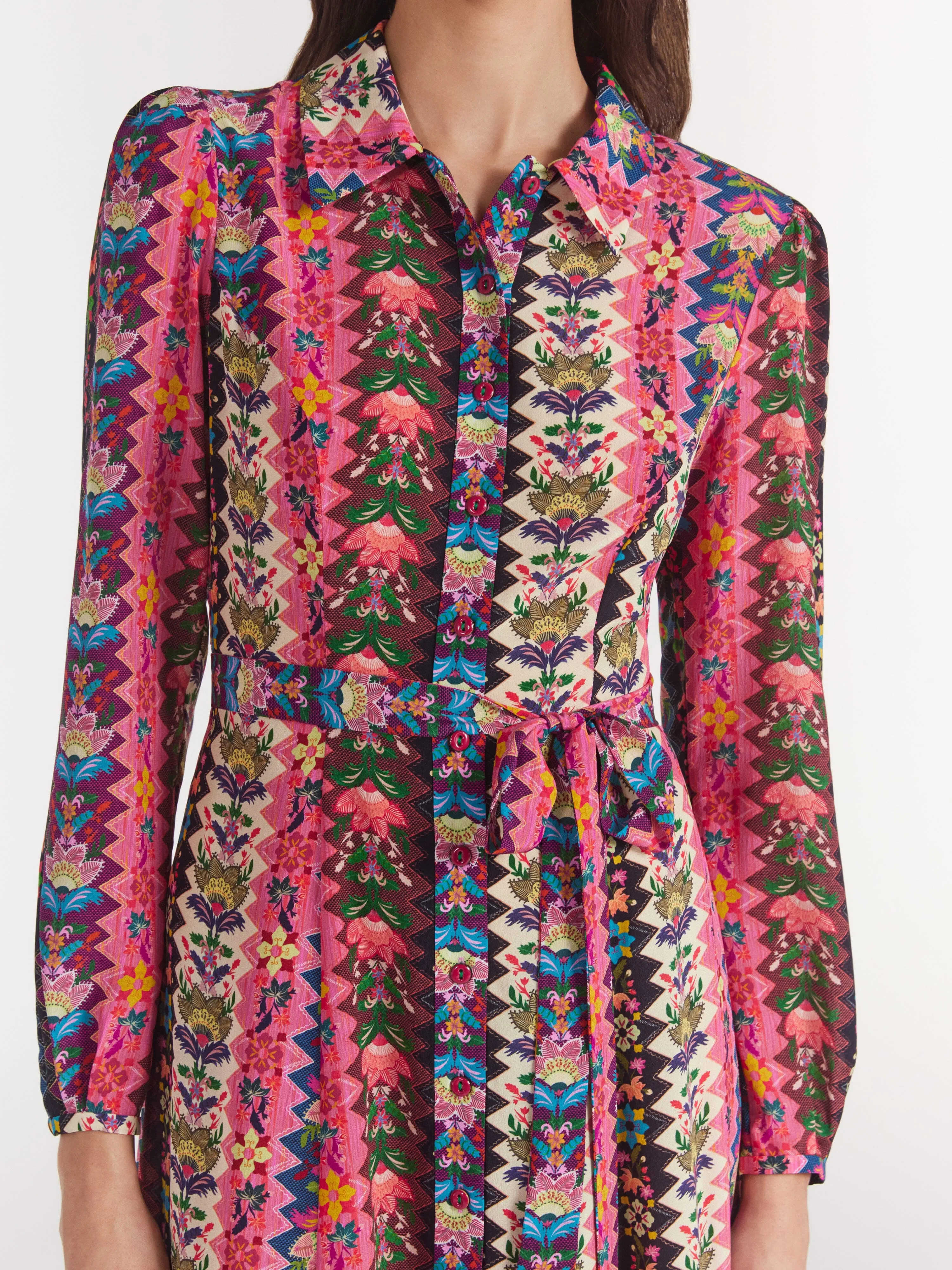 Vanessa B Dress in Java Stripe Fuchsia