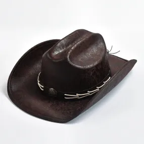 Vintage Faux Leather Western Cowboy Hats for Men