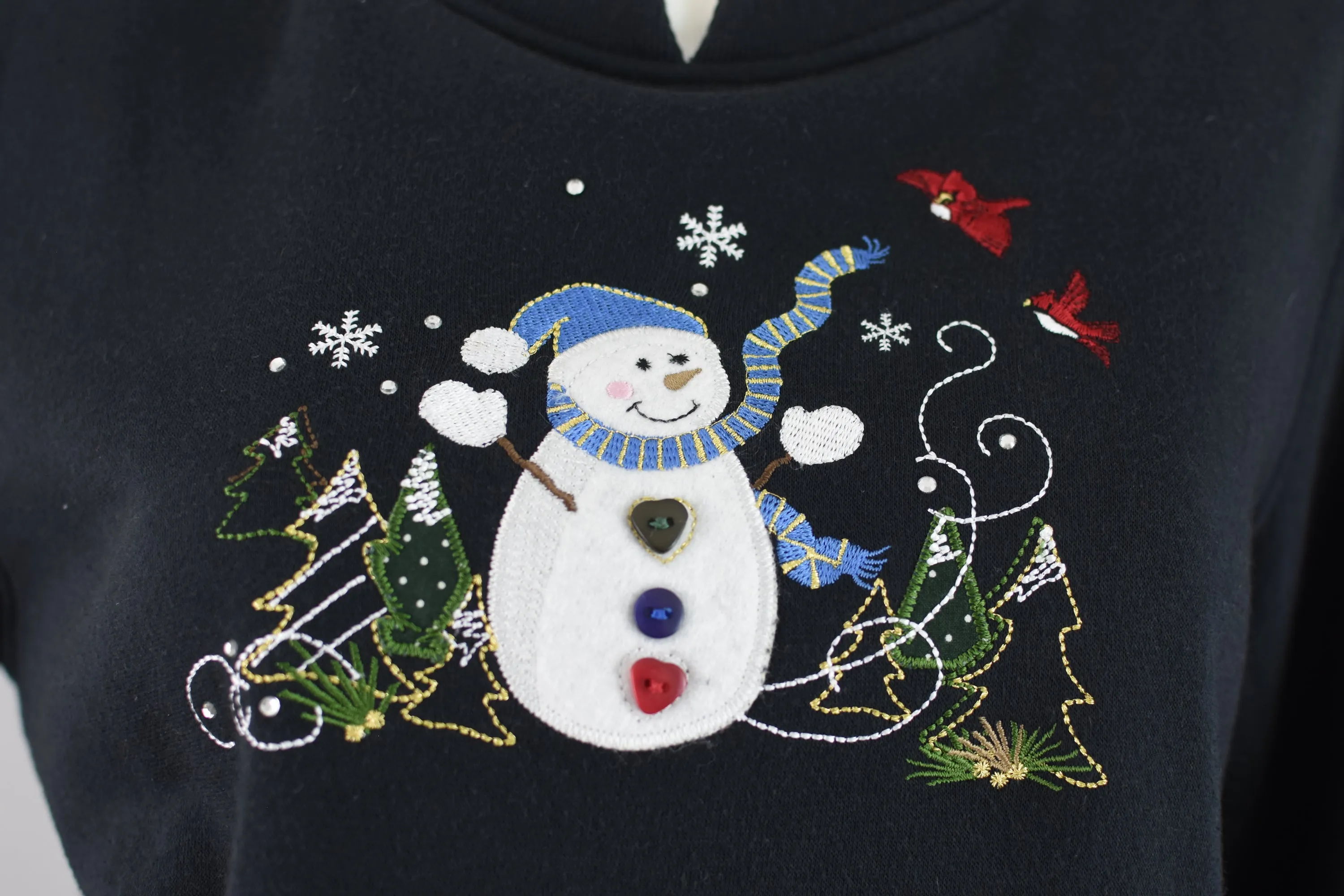 Vintage Ugly Christmas Snowman Sweatshirt Women's Medium