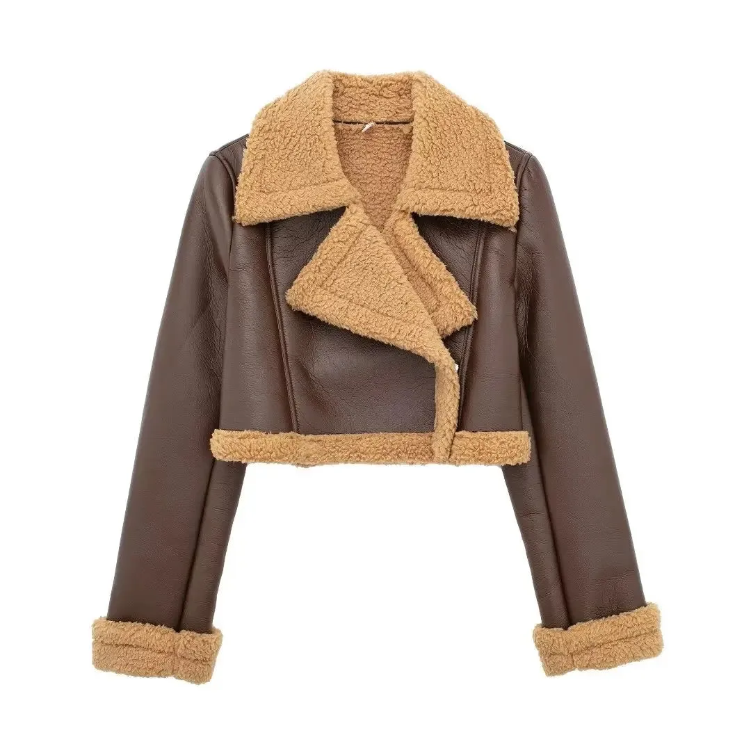 Wool Leather Double-Sided Crop Jacket