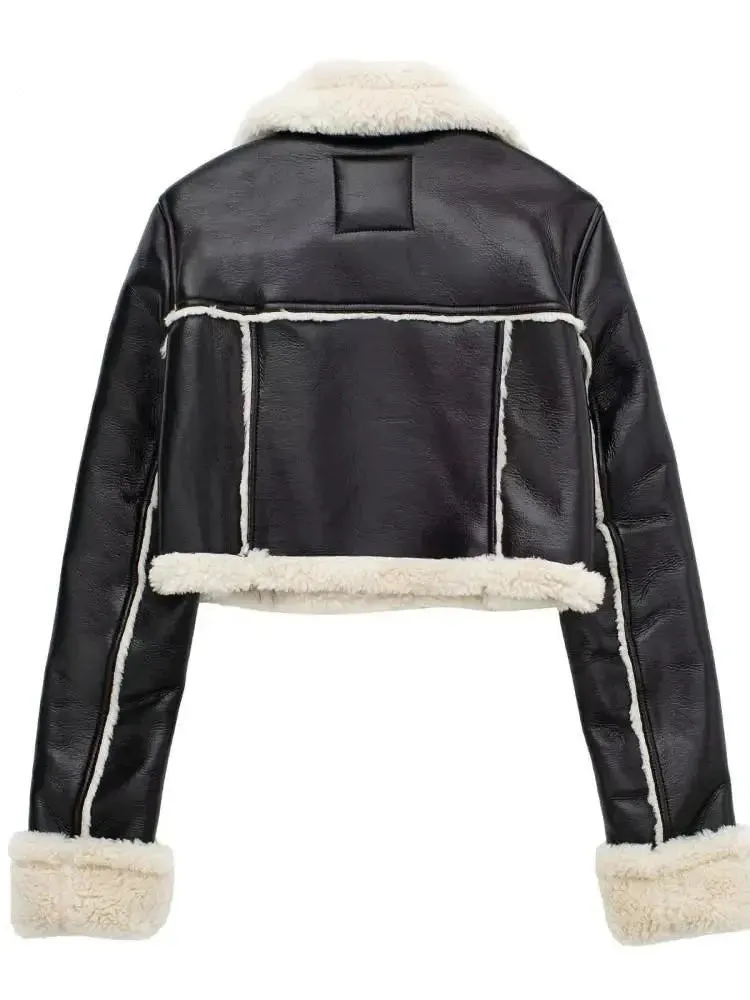 Wool Leather Double-Sided Crop Jacket
