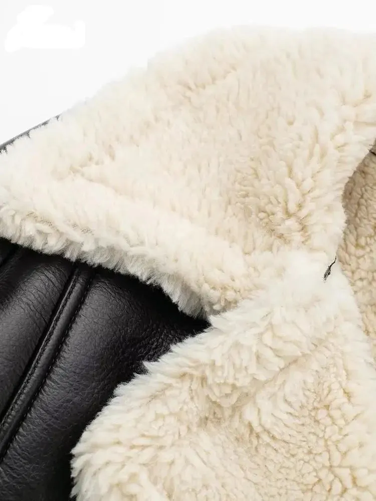 Wool Leather Double-Sided Crop Jacket