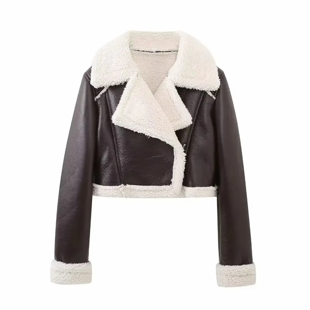 Wool Leather Double-Sided Crop Jacket